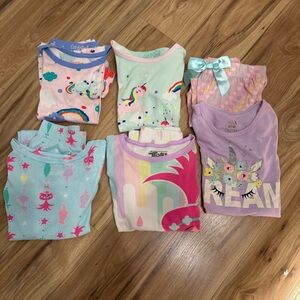 Lot of 5- Girls Pajama Set - Pink, Blue, and Purple, Size 8